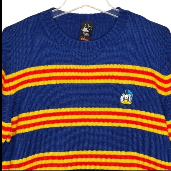 Disney x Forever 21 Daffy Duck Long Sleeve Crew Neck Sweater Size L Blue Gold - Picture 3 of 11